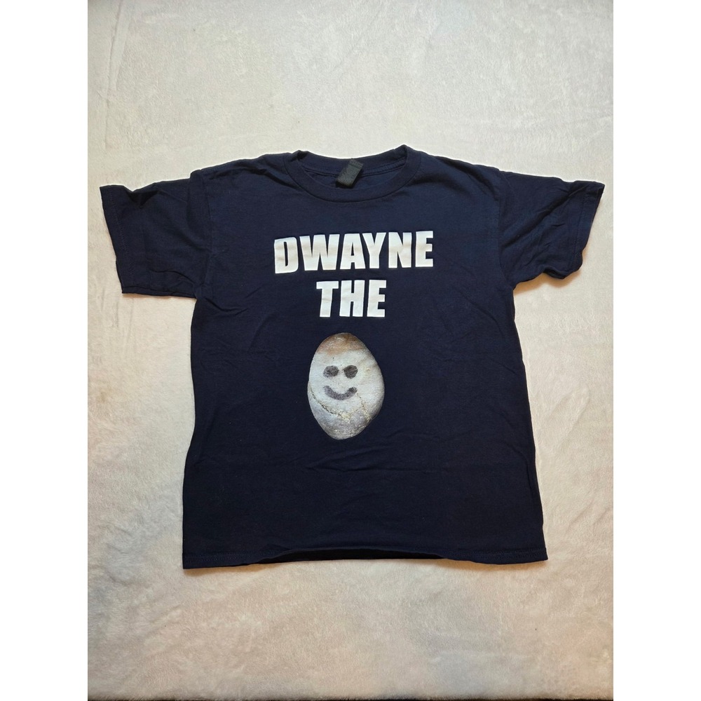 252. Dwayne The Rock Funny Graphic T-Shirt Men's Medium Navy Blue Cotton Novelty